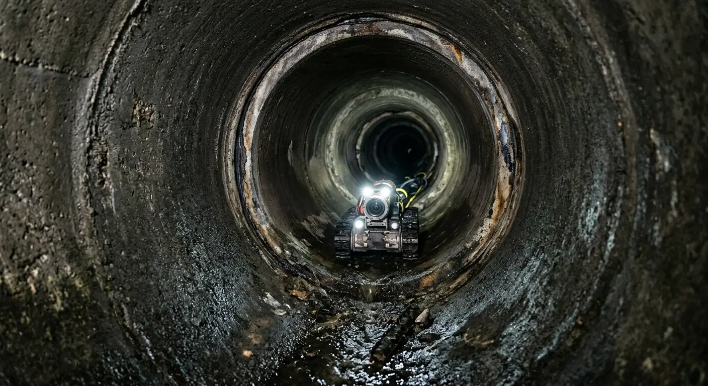 Robotic sewer camera inspecting pipe interior for Sewer Line Repair in Signal Mountain